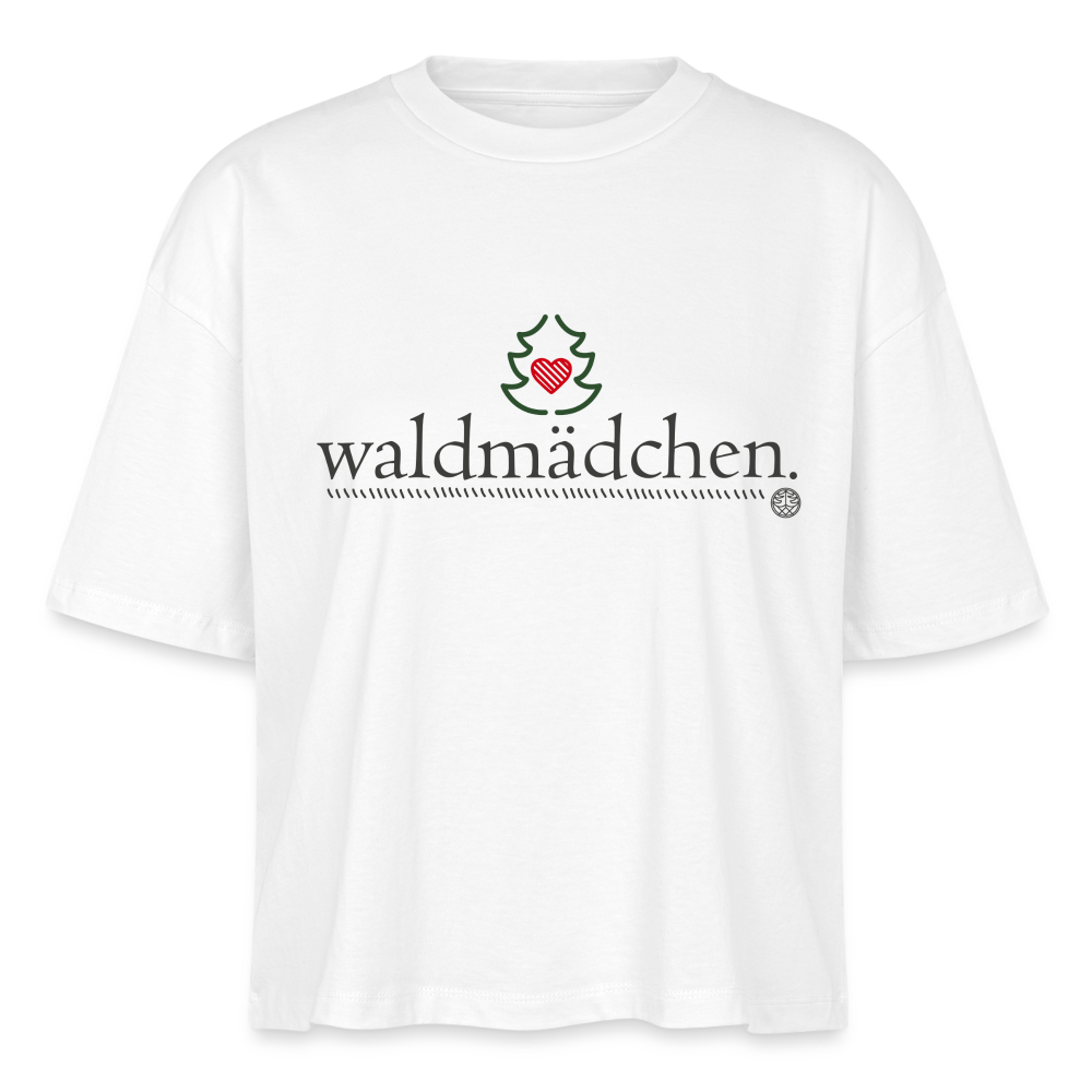 WALD MARKE Frauen Bio-BOXY Shirt mit Waldmädchen Schriftzug